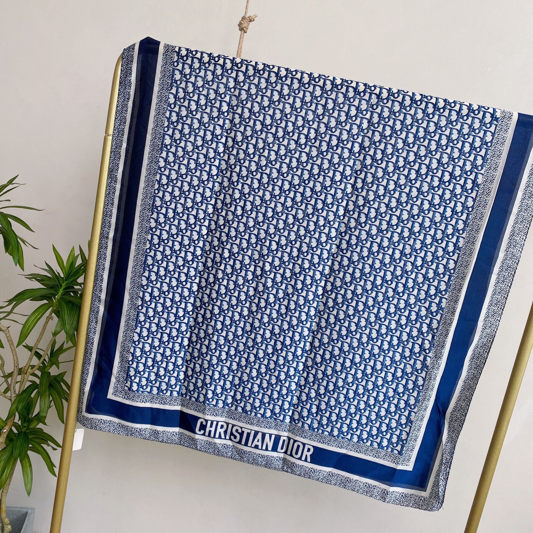 Dior Oblique Scarf Black and Blue 90 x 180 cm