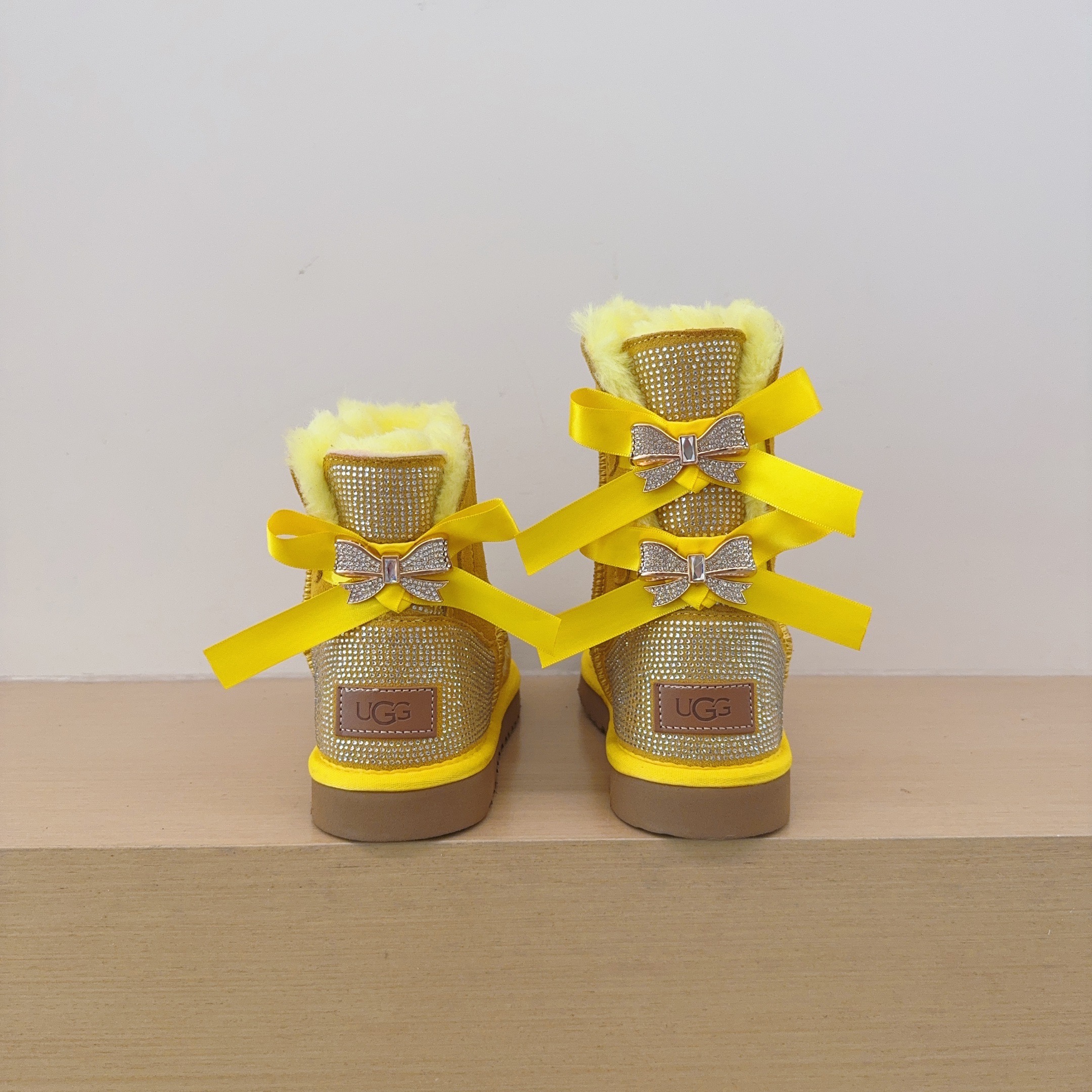 UGG Kids 3280 Double Ribbon Rhinestone Shoes