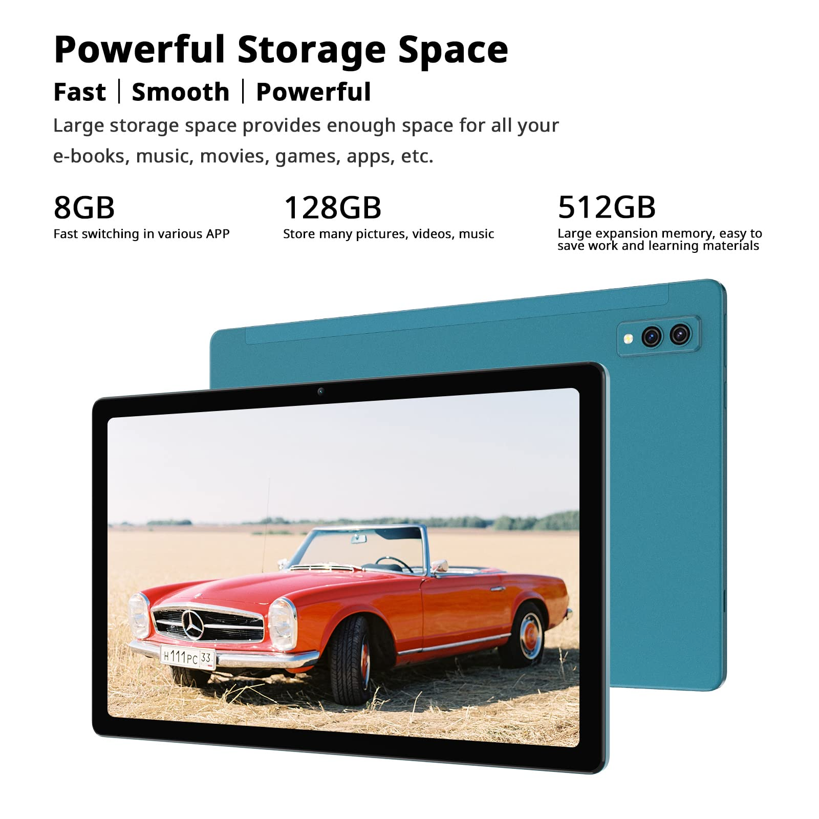 Gaming Tablet, Android Tablet with 8GB+128GB, 5G WiFi