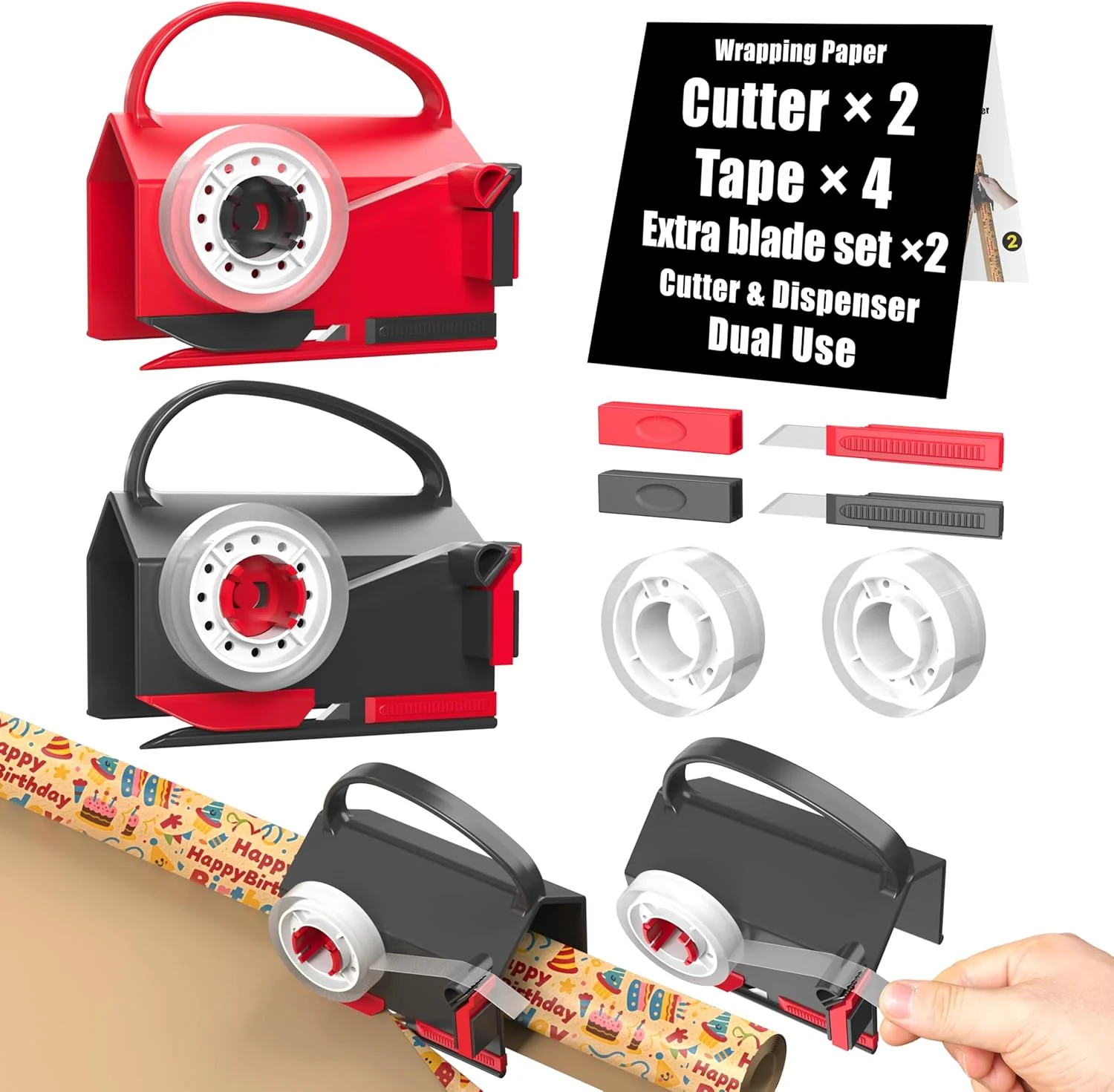 🔥2025 New Products ✨Wrapping Paper Cutter & Tape Dispenser Dual Use