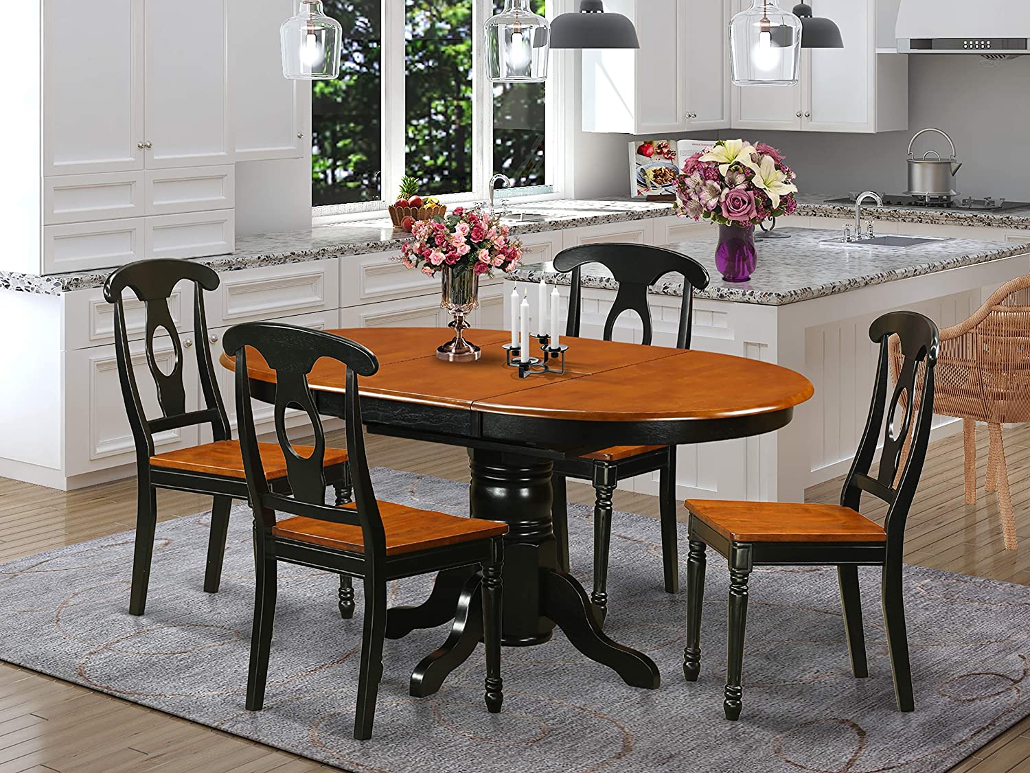 5 Pc Dining Room Set for 4-Oval Dining Table & 4 Dining Chairs