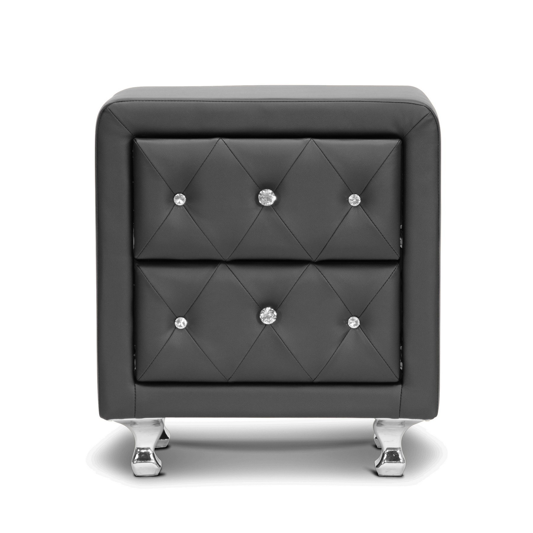Stella Crystal Tufted Upholstered Modern Nightstand