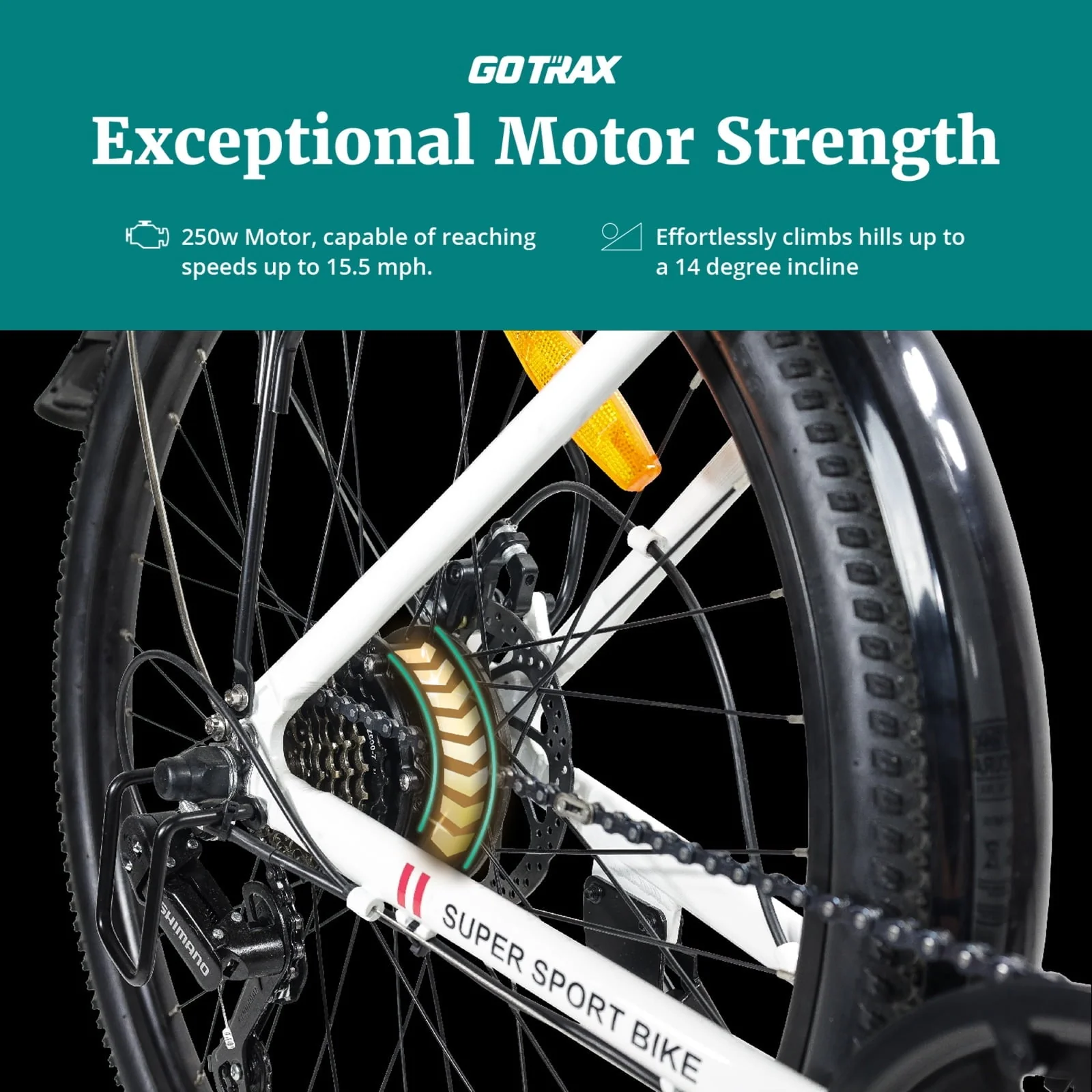 GOTRAX Endura 26in Electric Commuter Bike, 250W, White