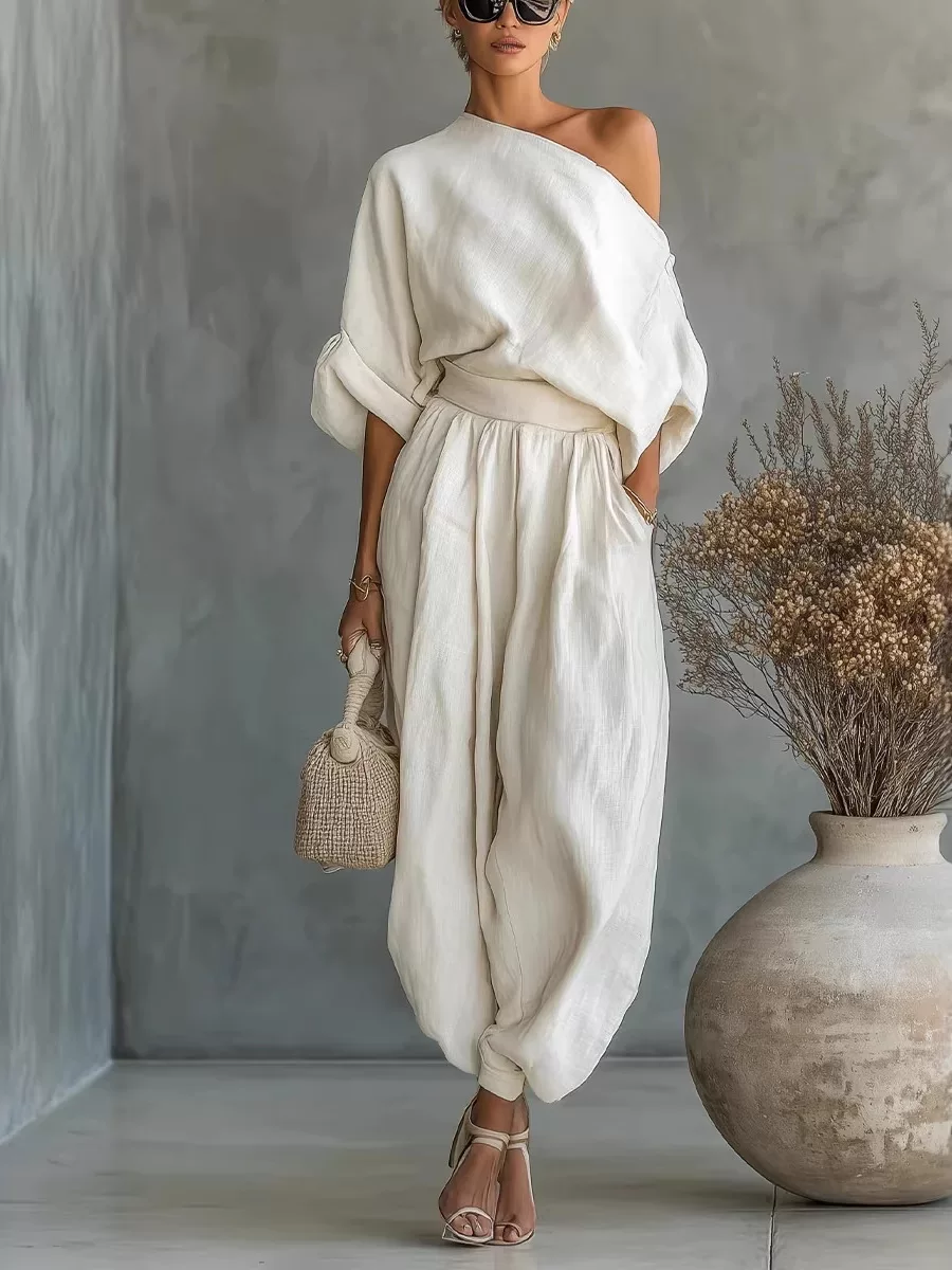 Solid color vacation two-piece set