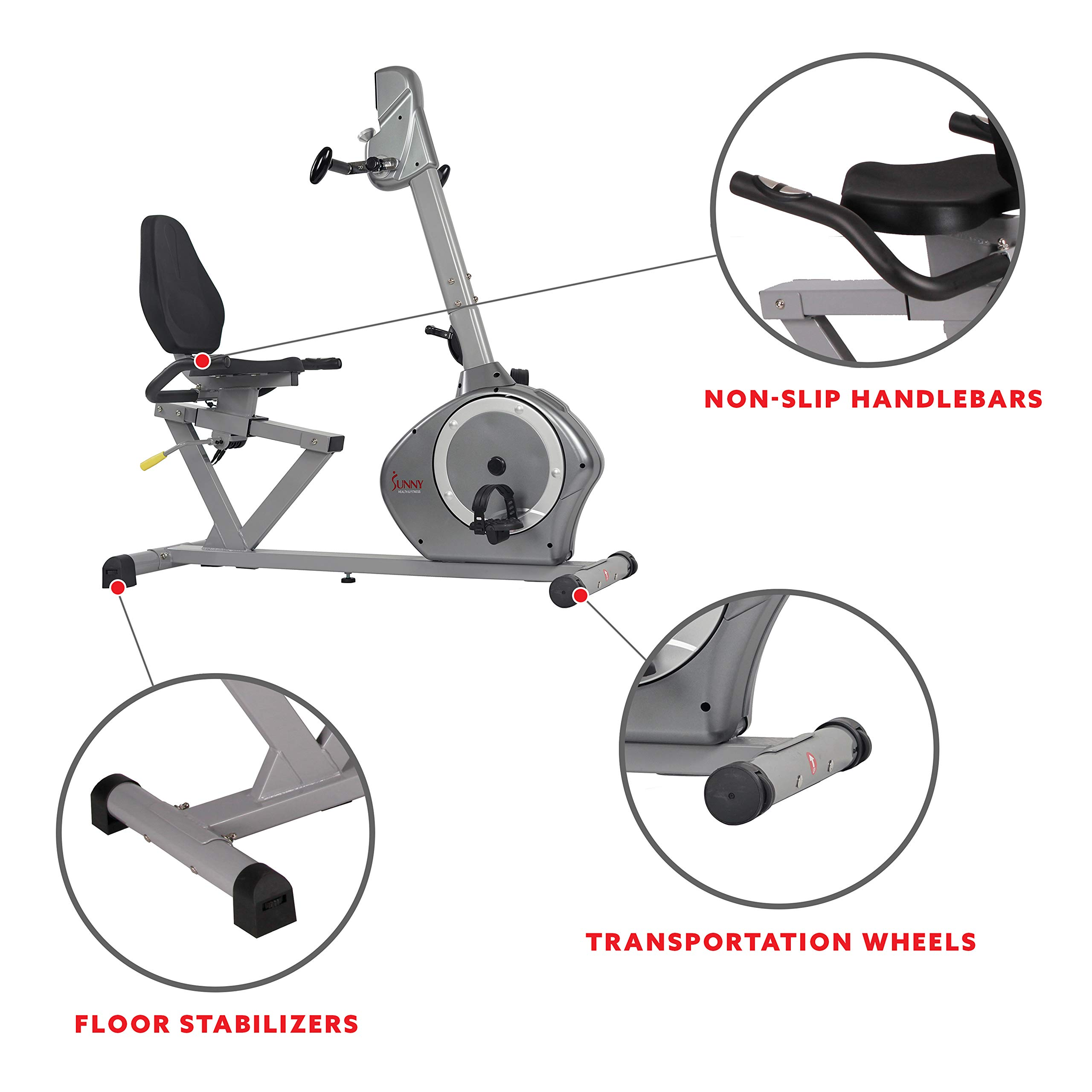 Sunny Health & Fitness Recumbent Bike SF-RB4631 with Arm
