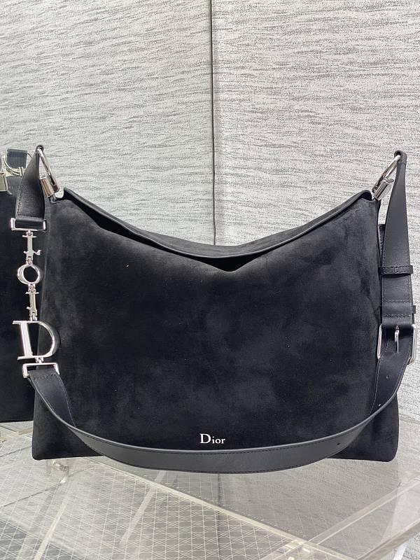 Dior Hobo Bag Large Black Suede Wide Strap