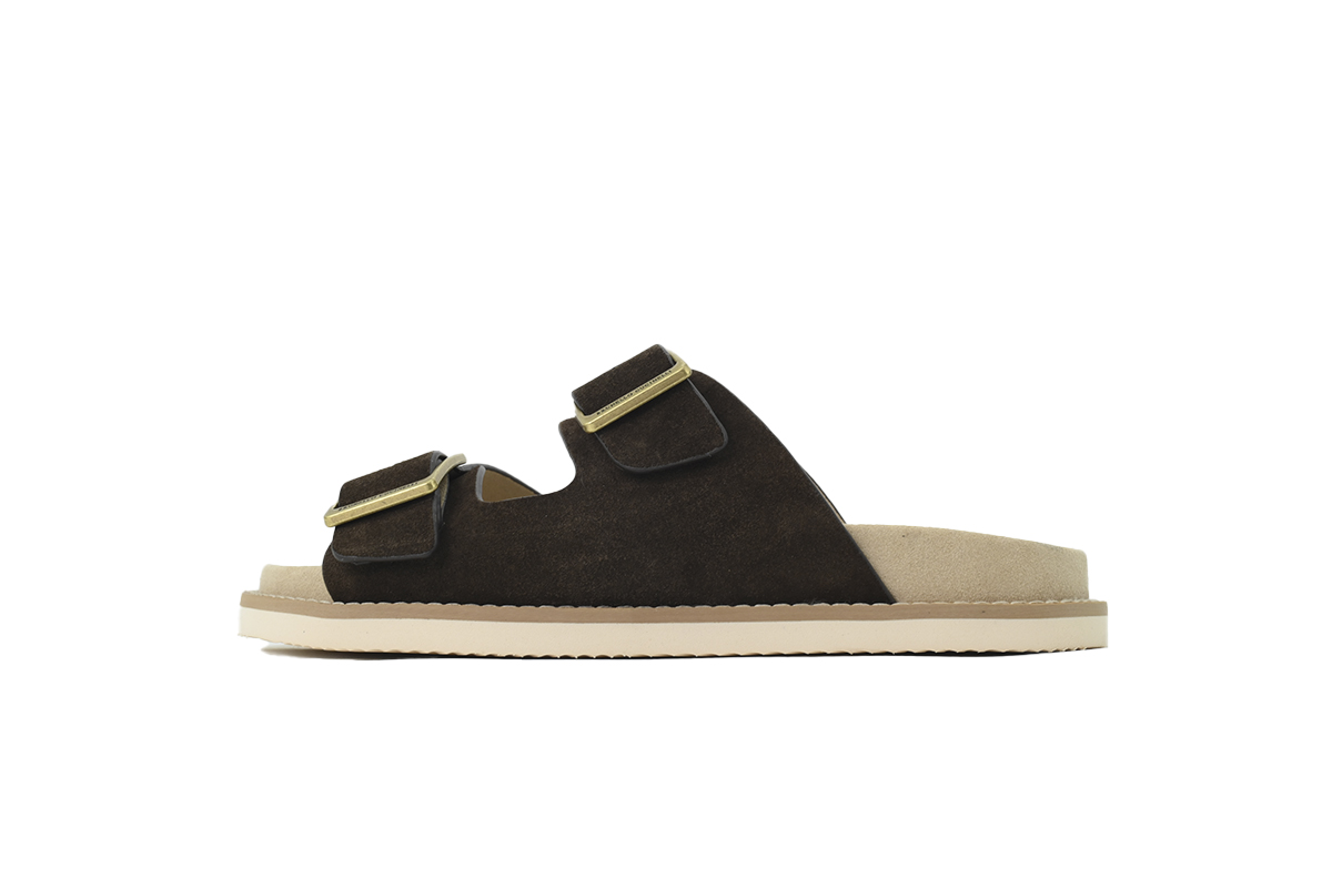 Brunello Cucinelli Suede Slide Sandals Coffee