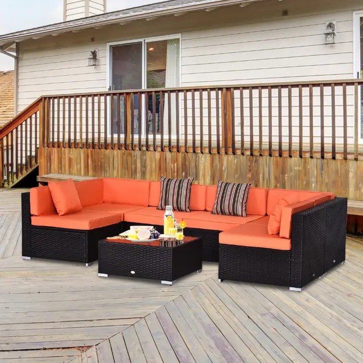 Outsunny 7 Piece Terrace Rattan Sofa Set All Weather