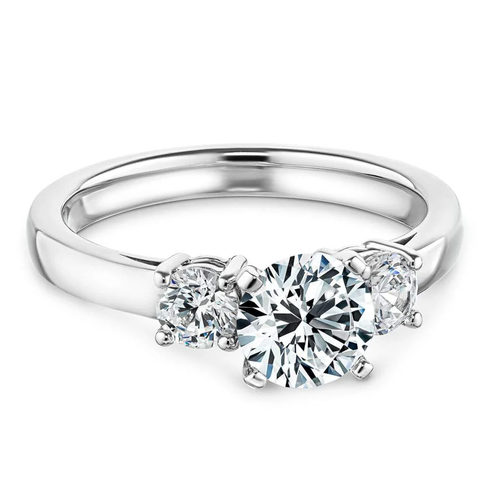 Mary Round Lab Grown Diamond Nested Three Stone Engagement Ring