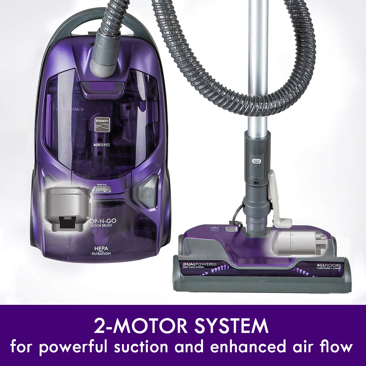 Canister Vacuum Cleaner 2-Motor Power Suction with Pet