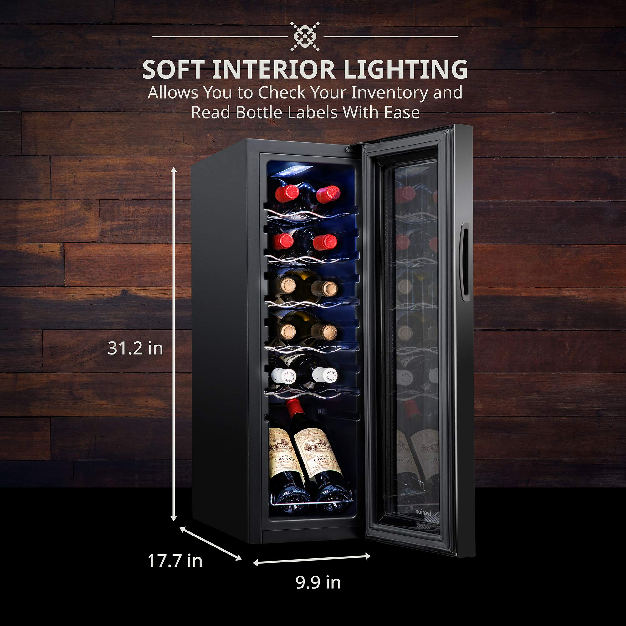 Ivation 12 Bottle Compressor Wine Cooler Refrigerator withLock