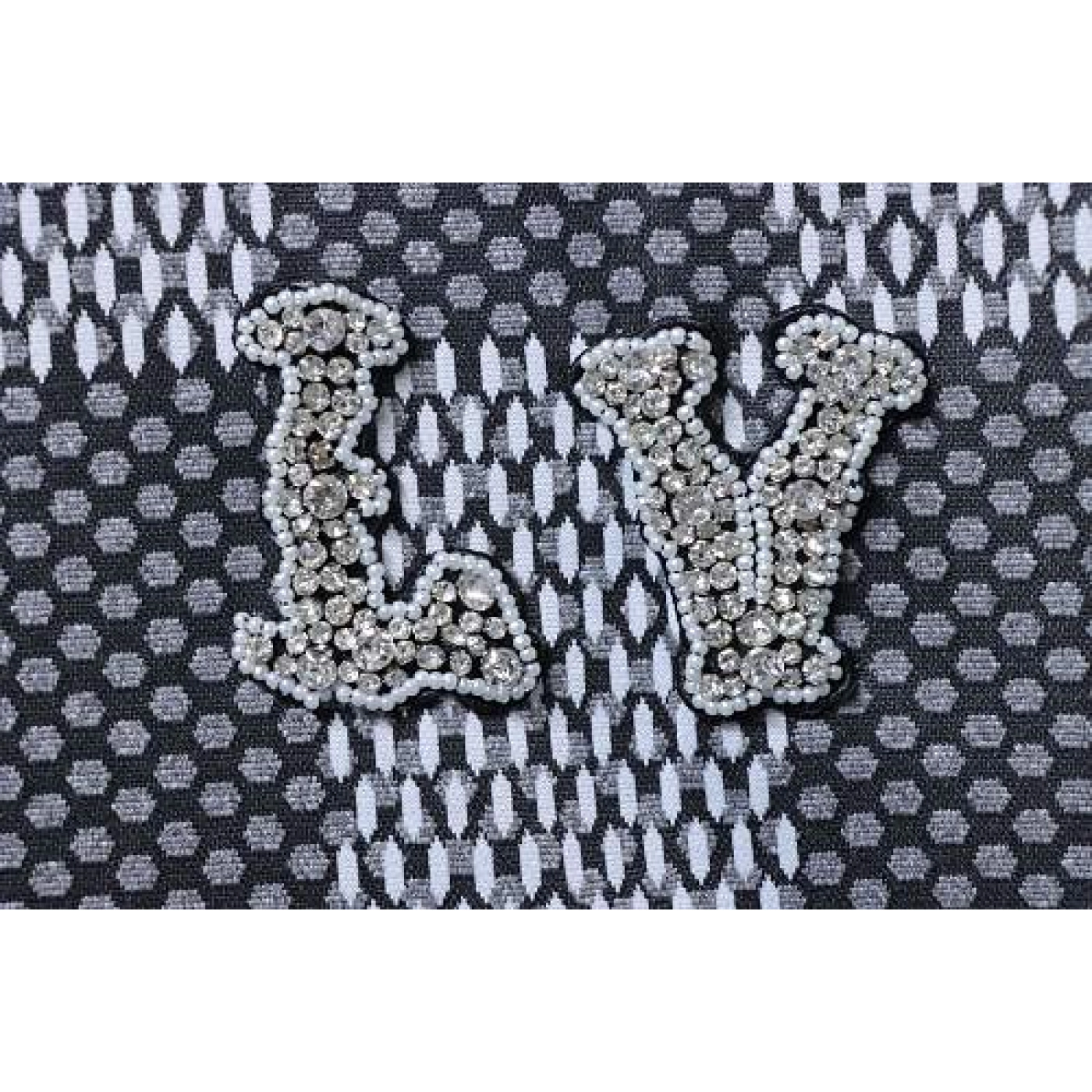 Louis Vuitton Rhinestone Letter Logo Checkerboard T-Shirt Black