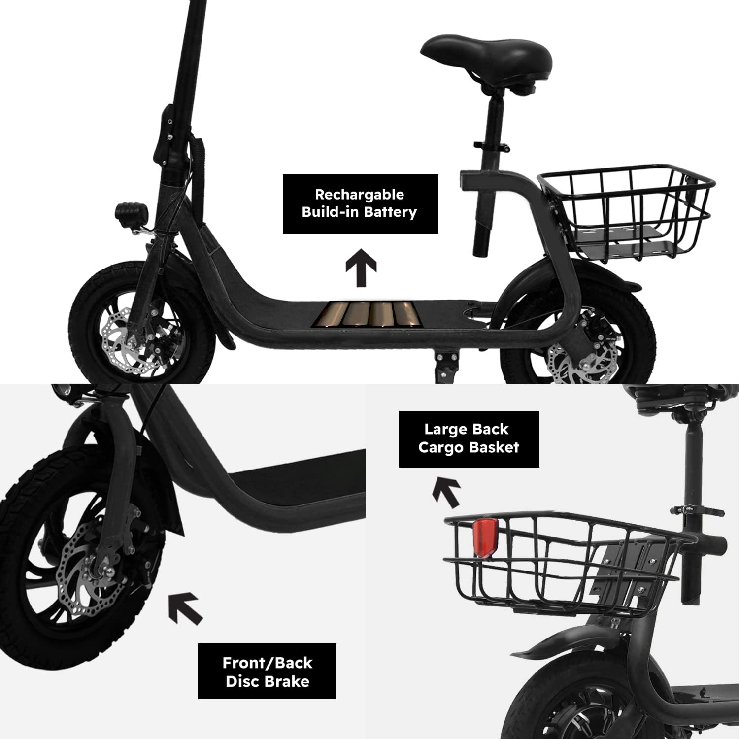 Electric Scooter for Adults - Foldable Scooter with Seat