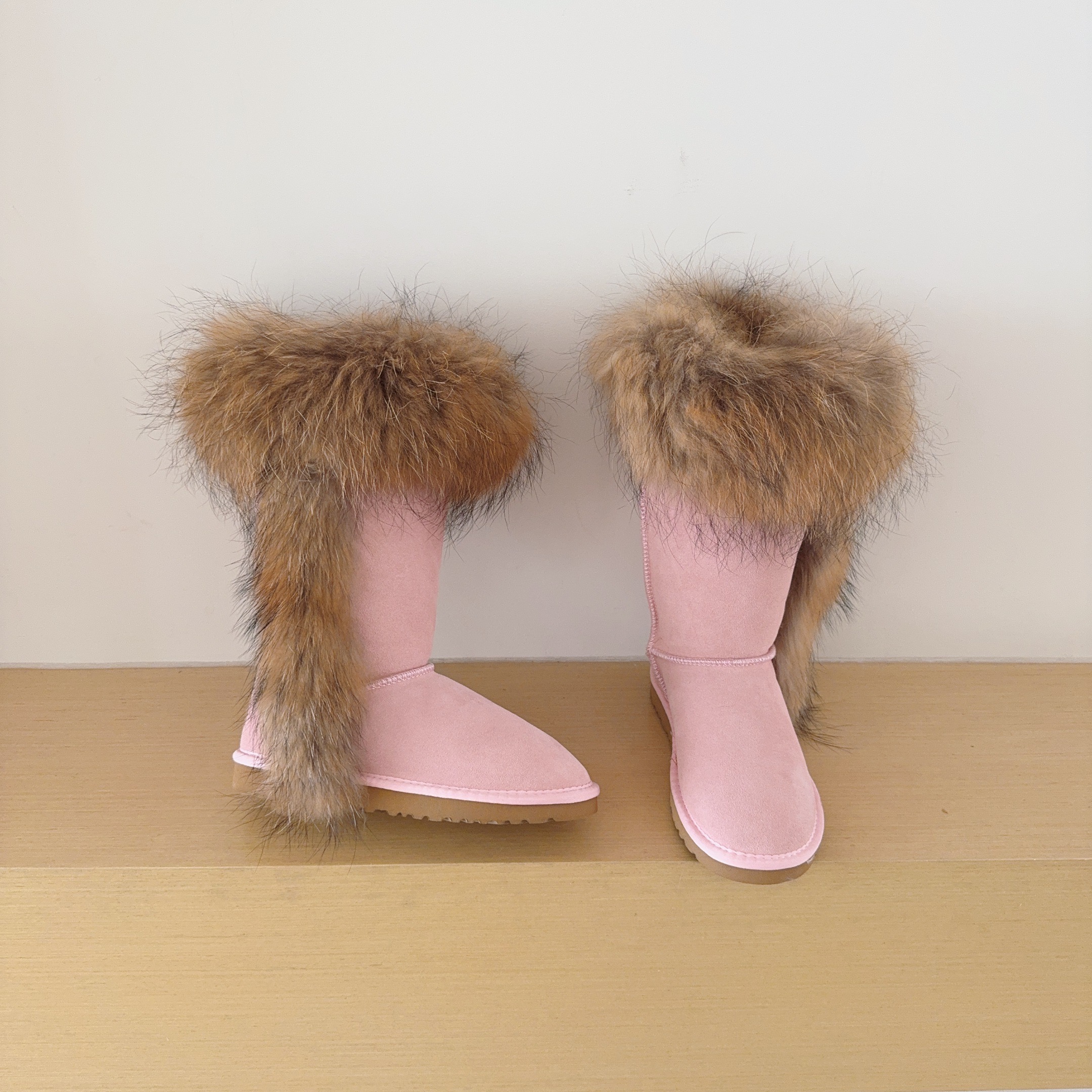 5815 Genuine Fur Trim Tall Boots