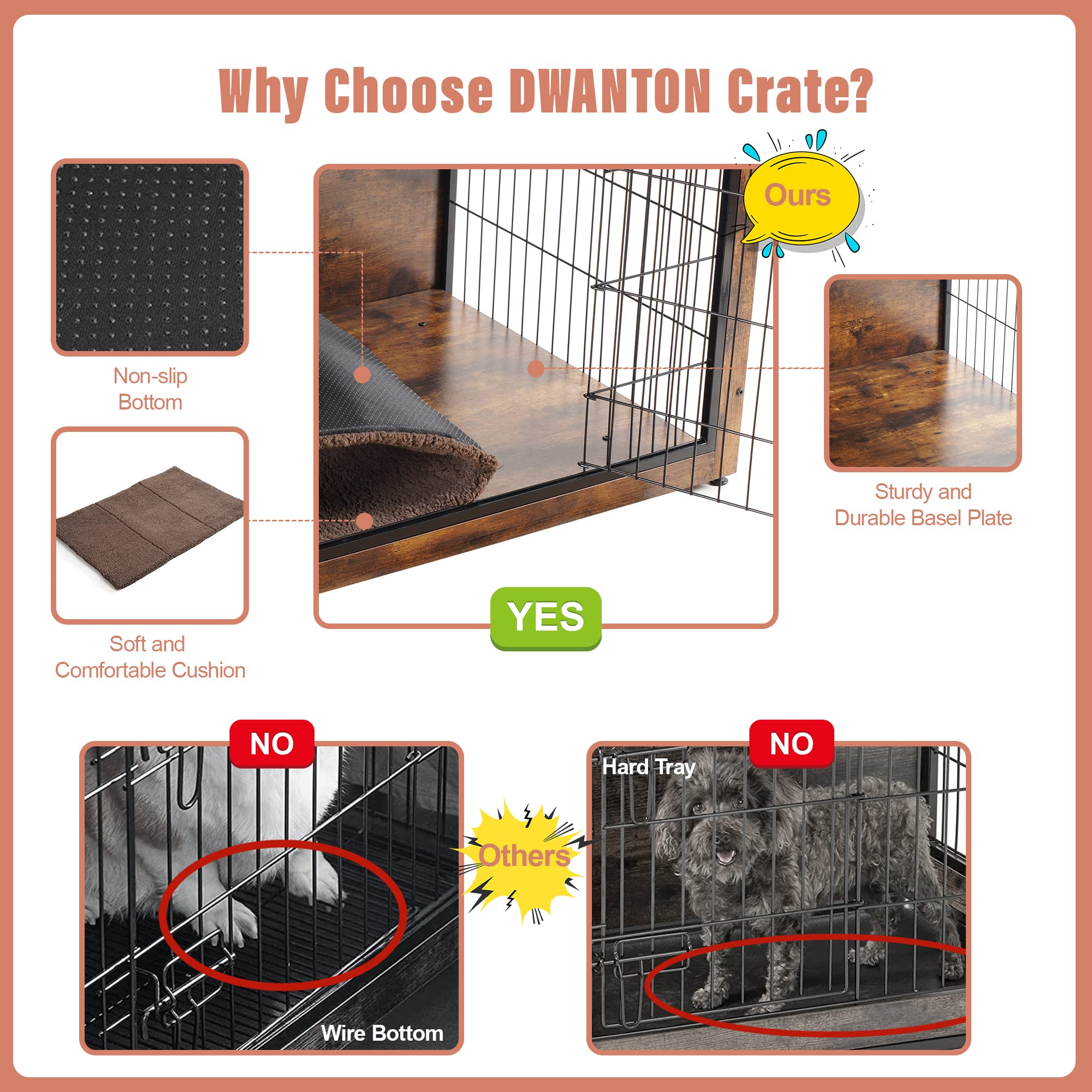 Dog Crate Furniture with Cushion