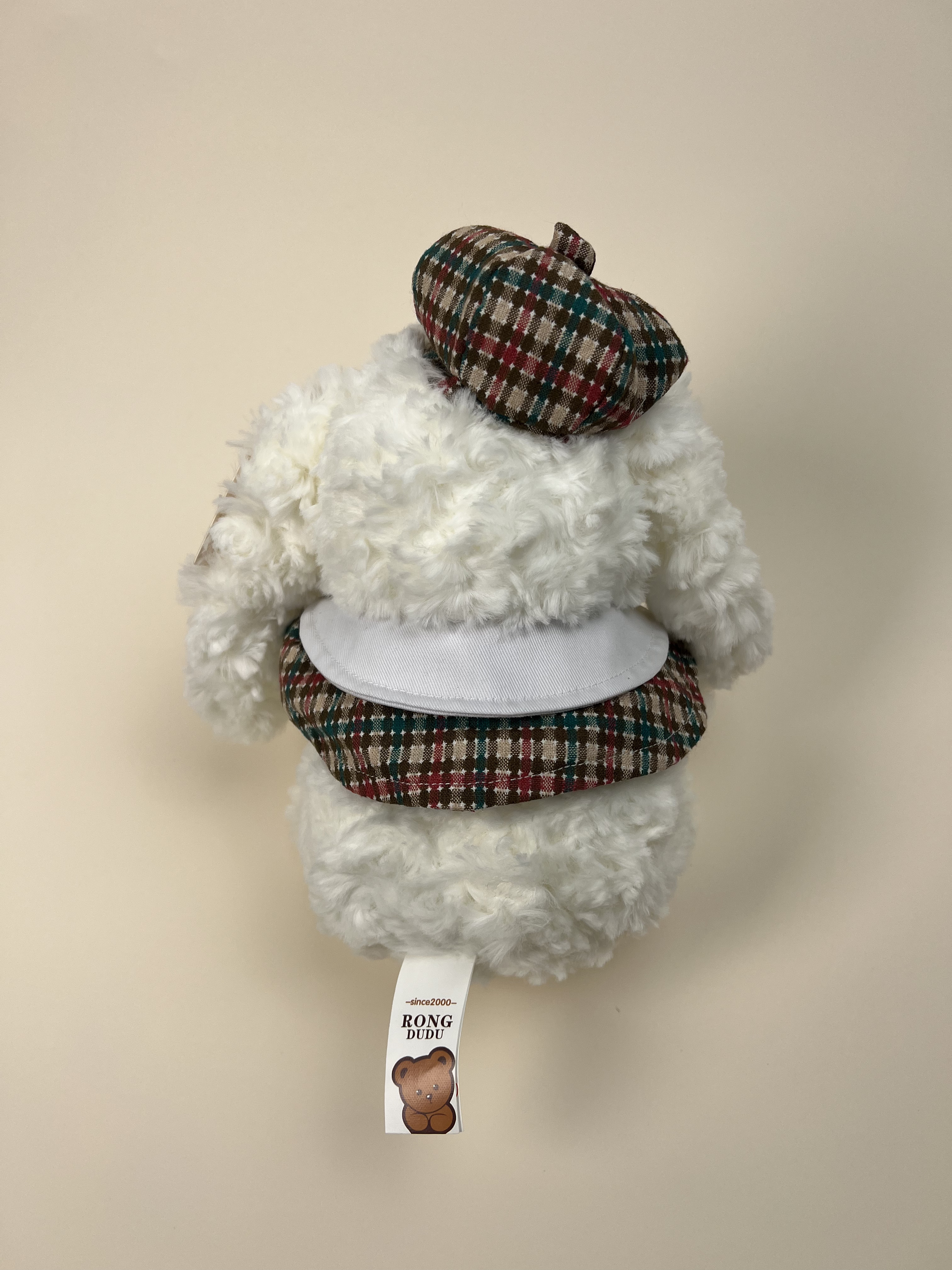 Checkered Beret with Floppy Ears Plush Rabbit Toy