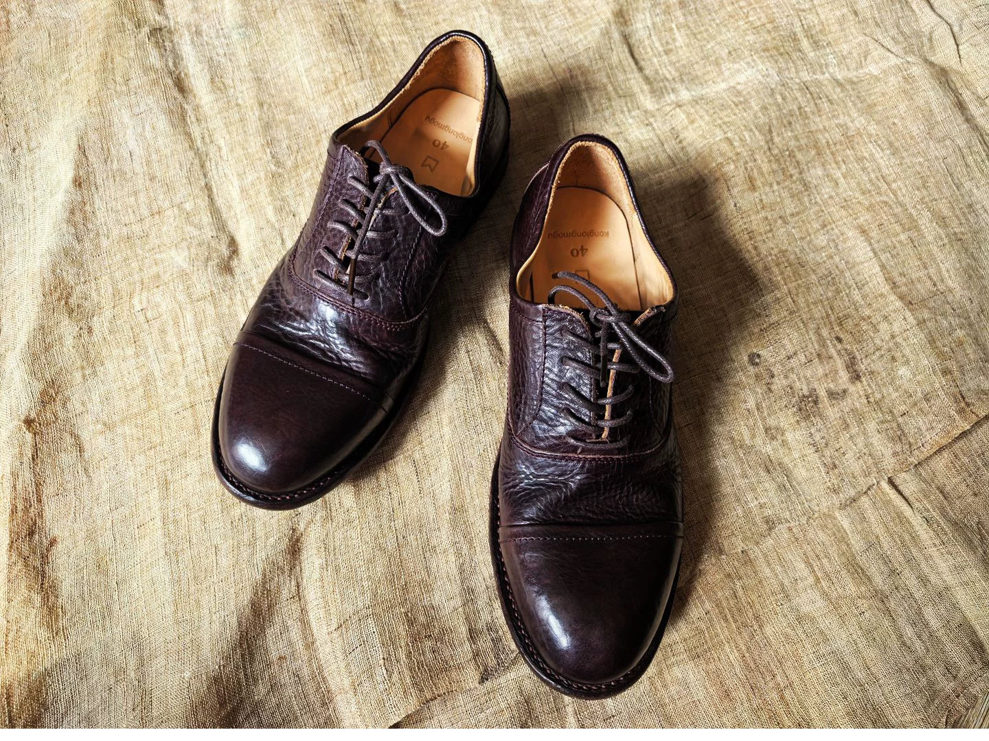 Goodyear hand-sewn lace-up leather shoes