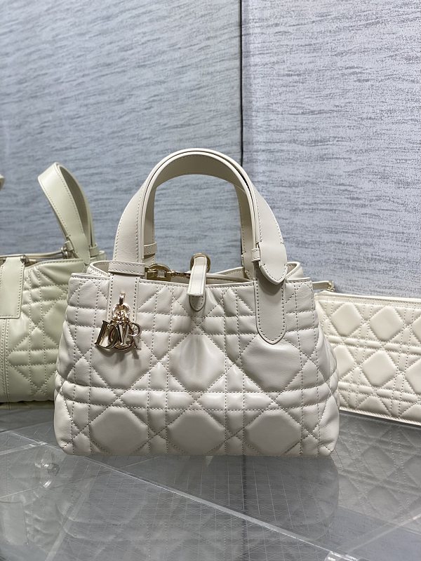 Dior Toujours Tote Bag Small Ivory Leather