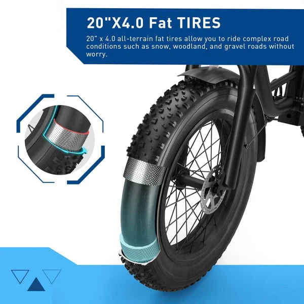 Hiboy 20in Fat Tire Electric Bike, 500W, 48V 15Ah, Black