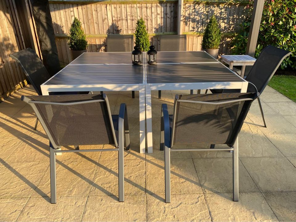Aluminium Textoline Stackable Garden Chairs - Comes with tables