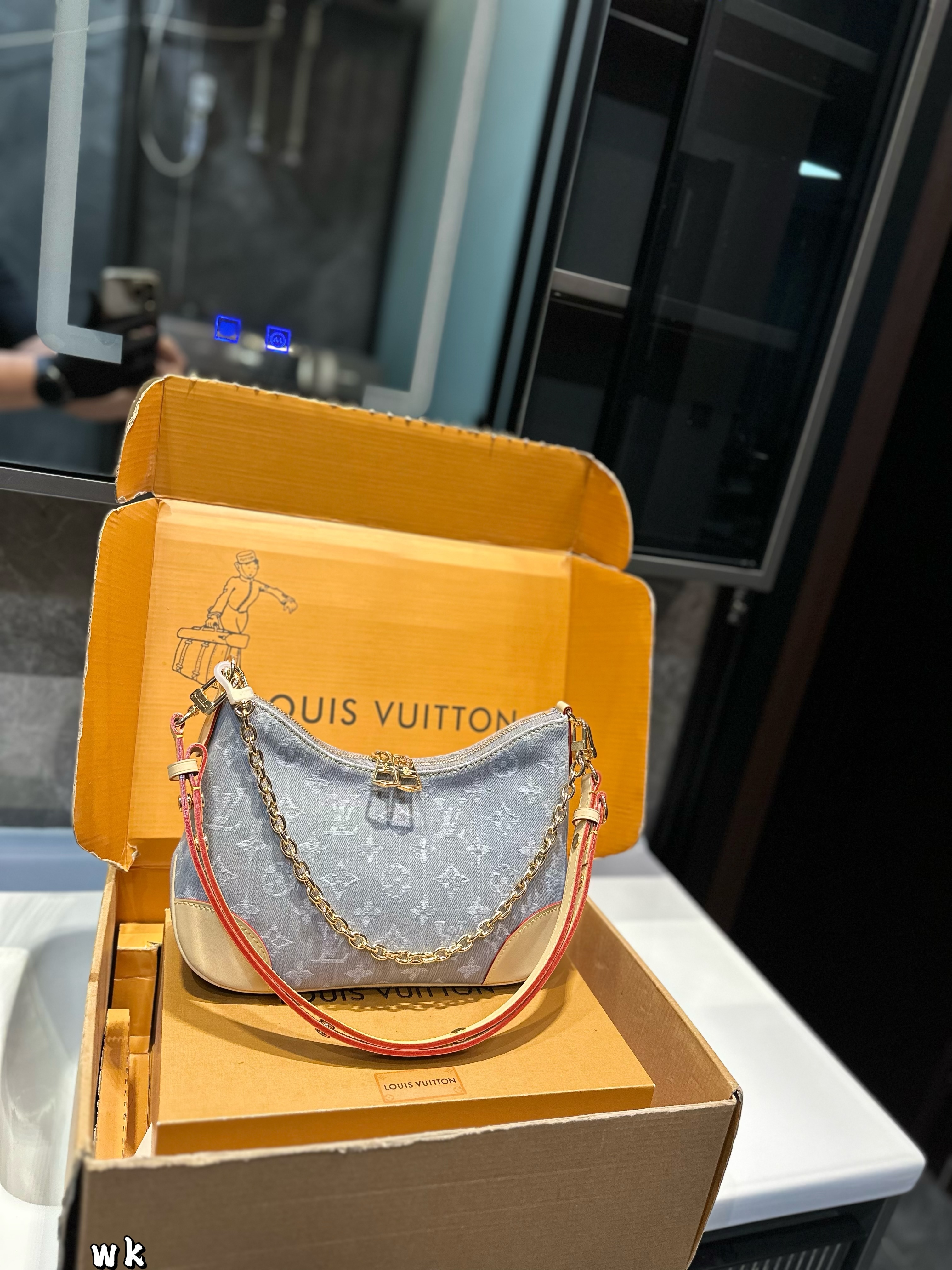 LV denim horn bag