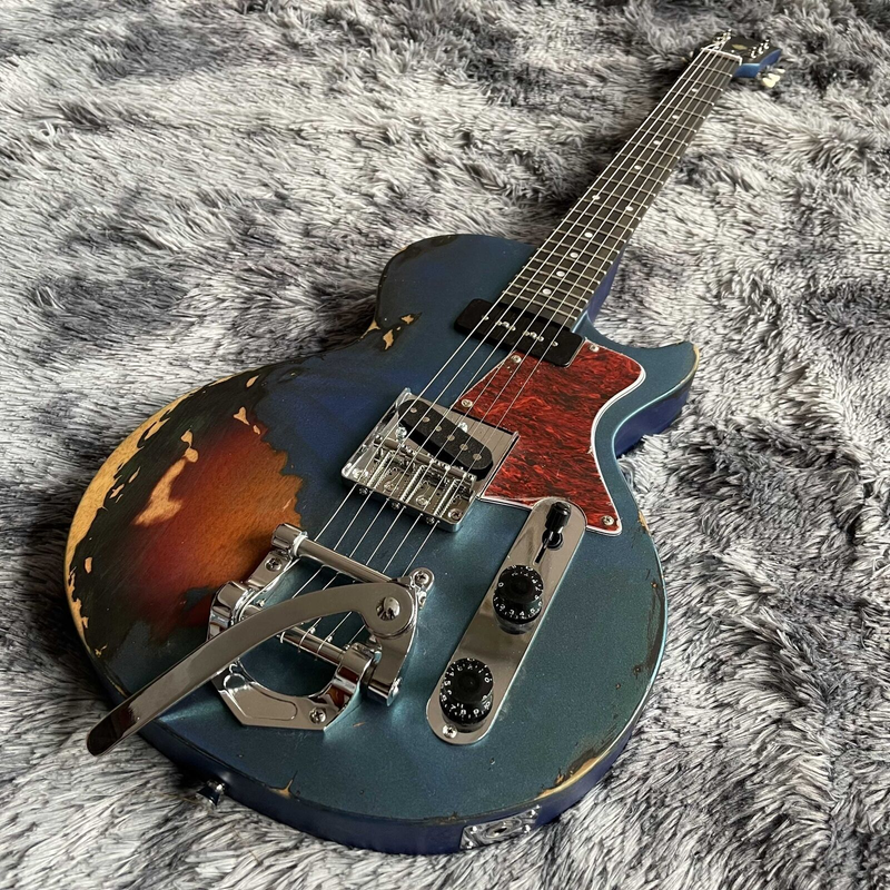 Hot Sale Blue Make The Old One Special-shaped Unique Electric Guitar 2022 New
