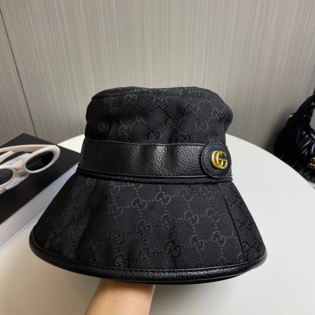 GG Bucket Hat Black Monogram 413184