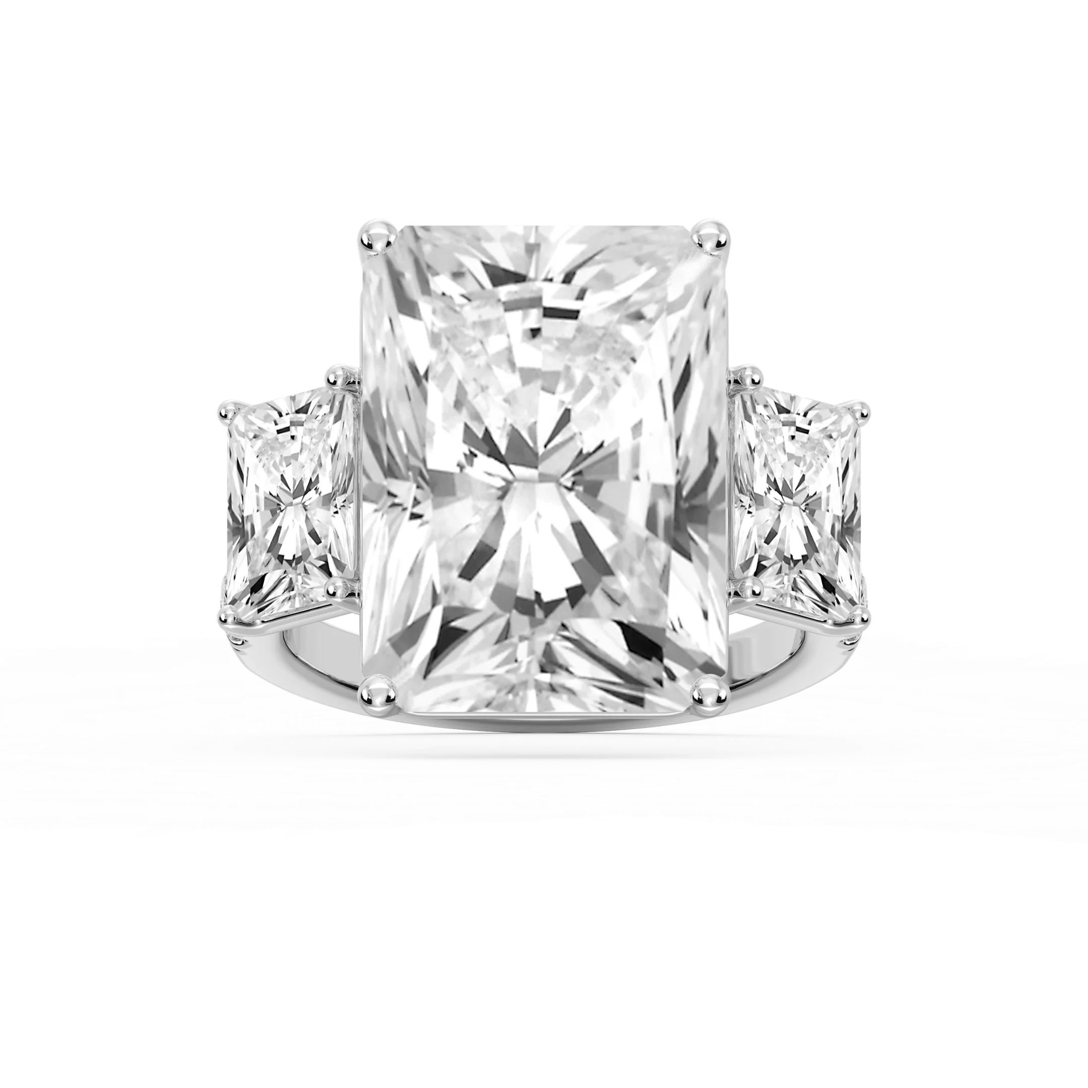 Kelly 19 ¼ ctw Radiant Lab Grown Diamond Pave Three Stone Engagement Ring - Signature Collection