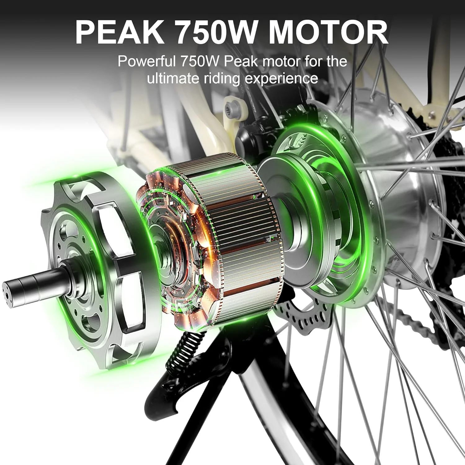Gpower 22in Electric City Bike, 750W Peak, 48V