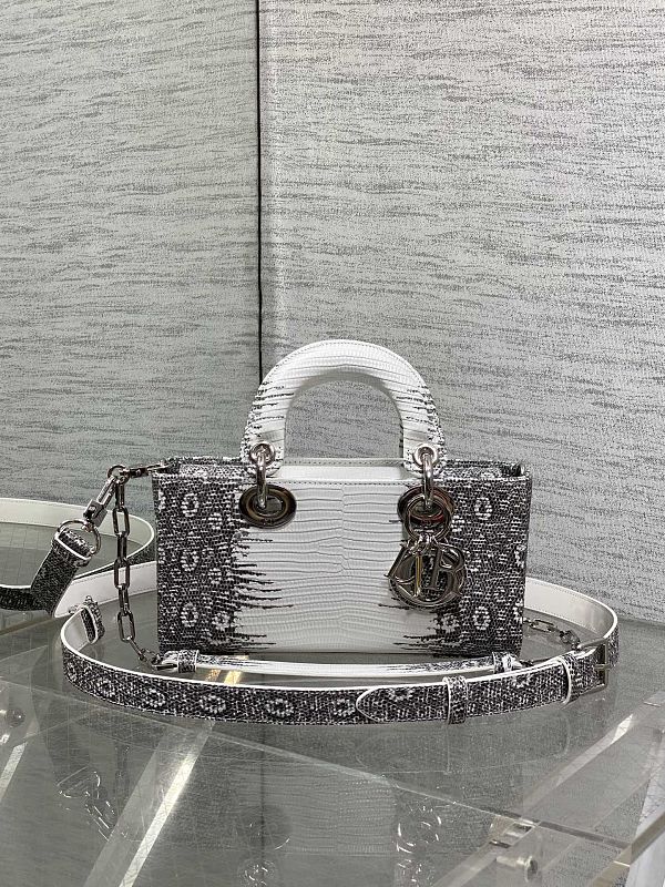 Dior Lady Mini Silver Grey Bag