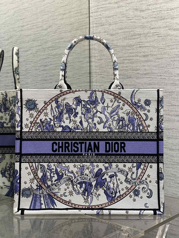 Dior Book Tote Large Purple Toile