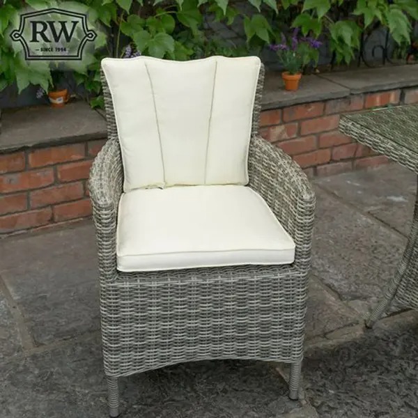 Outdoor Wicker 135cm Round Table 6 Seats (Light Gray)