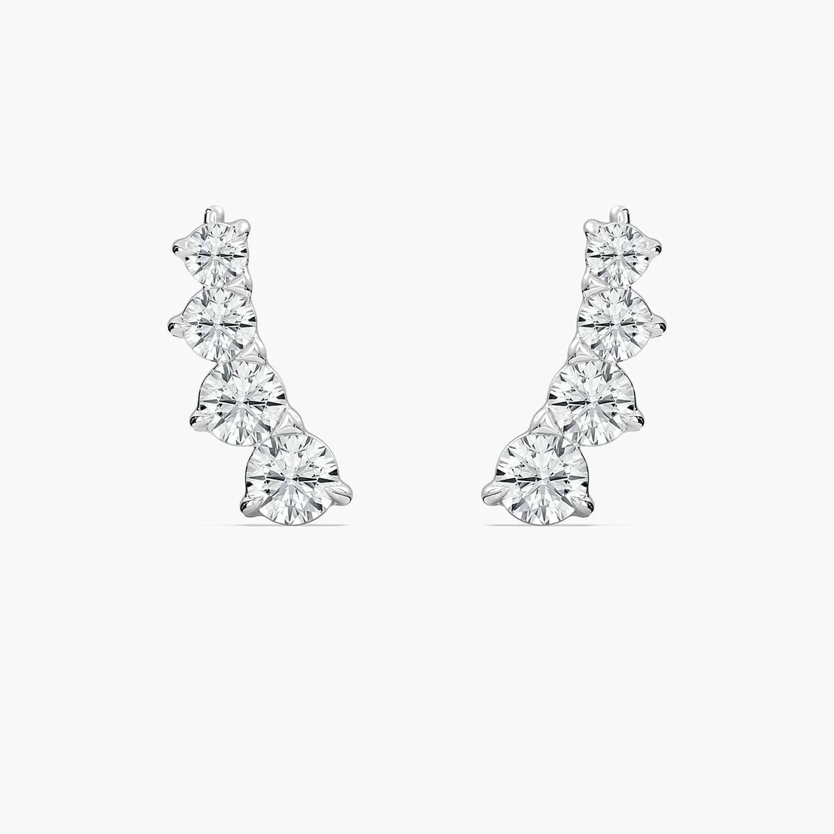 7/8 ctw Round Lab Grown Diamond Graduated Climber Earrings