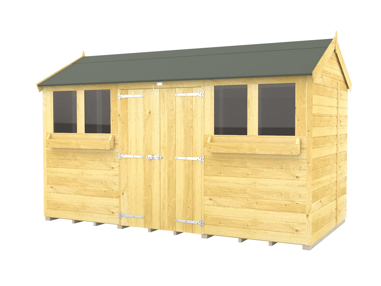 12x6 Apex Summer Shed Double Doors Garden Building