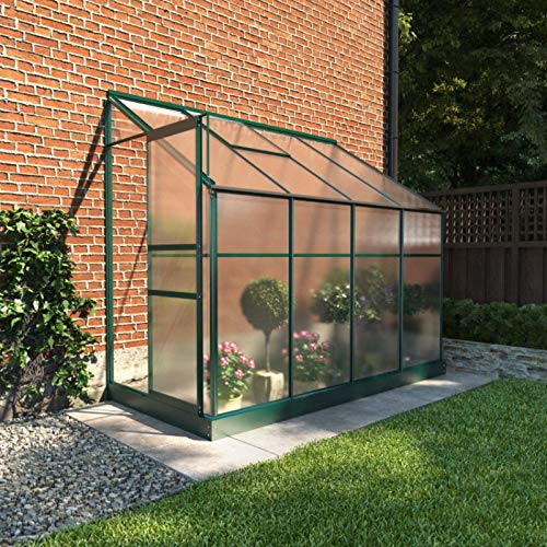 Polycarbonate Aluminium Metal Frame Lean-To Greenhouse Green