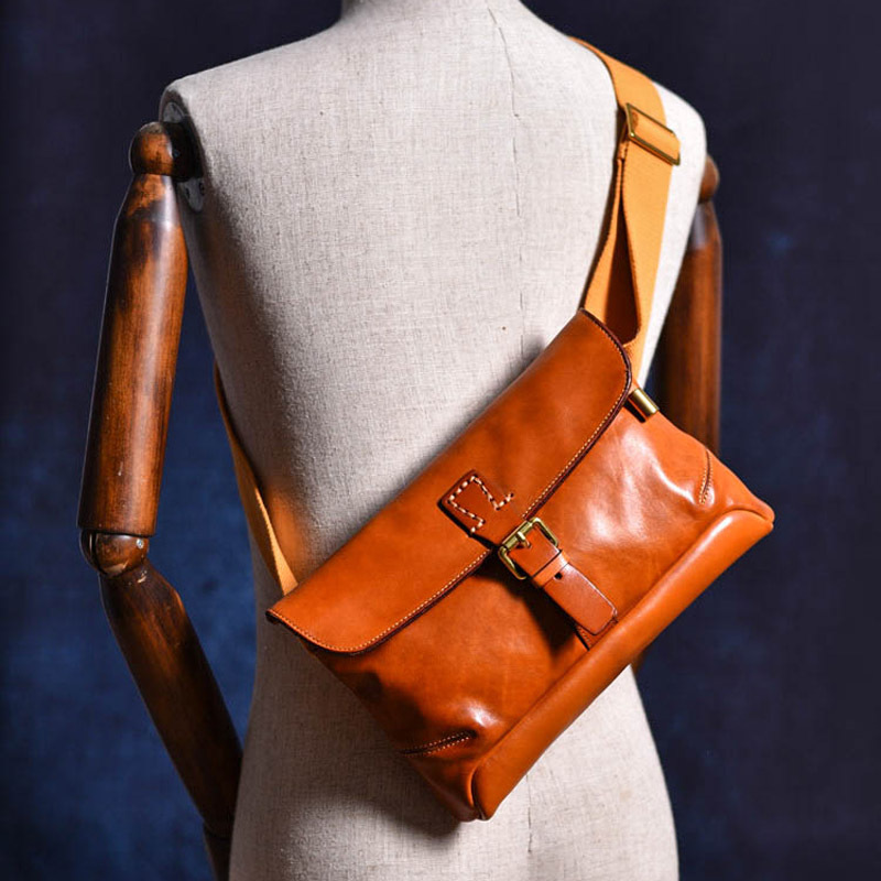 Vintage Leather Messenger Sling Bag