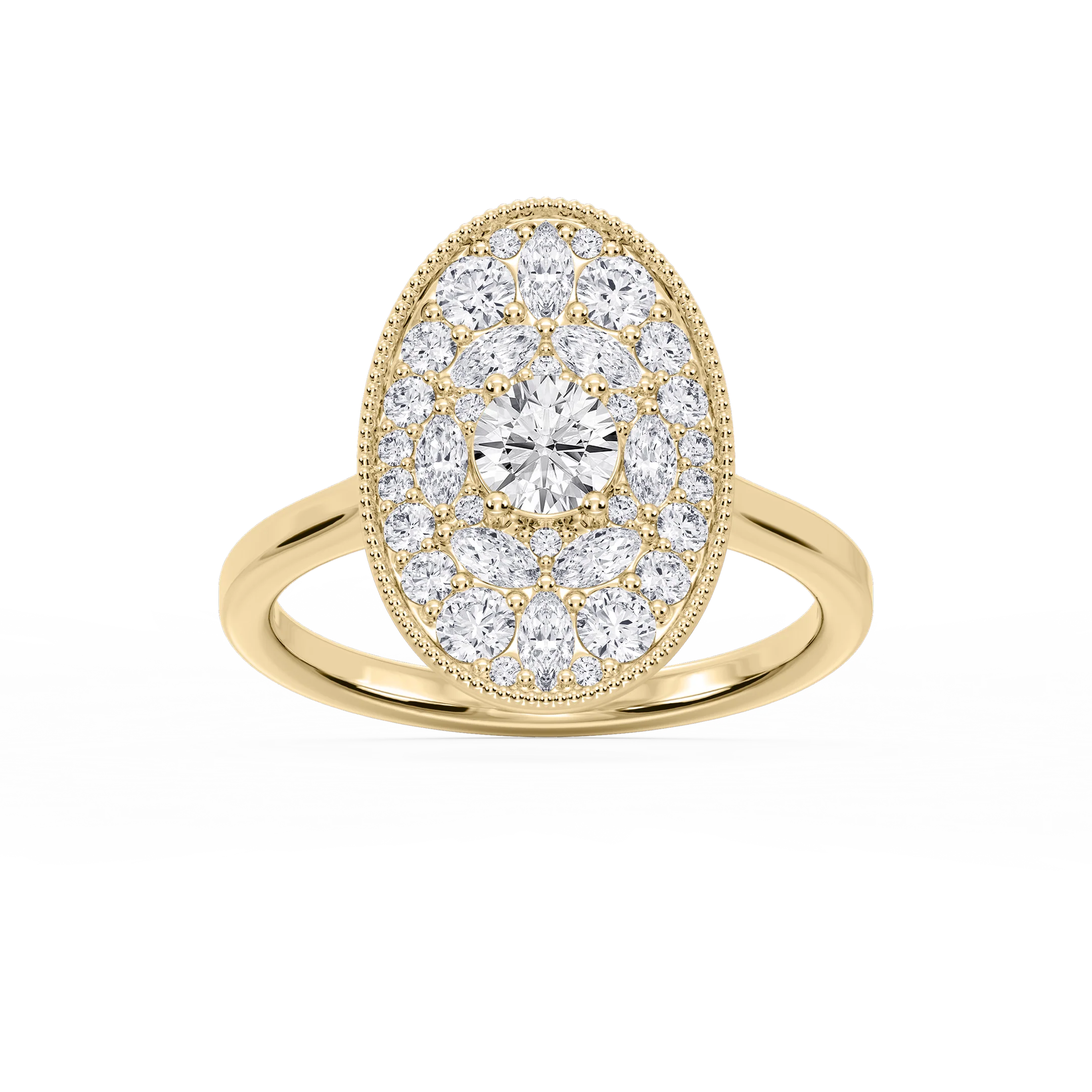 Chandler 1 ⅕ ctw Round and Marquise Lab Grown Diamond Multi Shape Halo Vintage Promise Ring