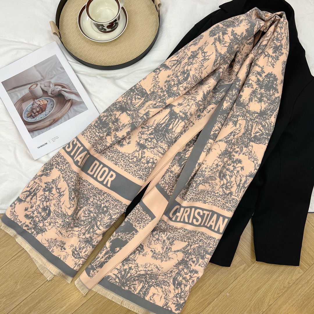 Dior Toile Print Scarf Beige and Brown 65 x 180 cm product images