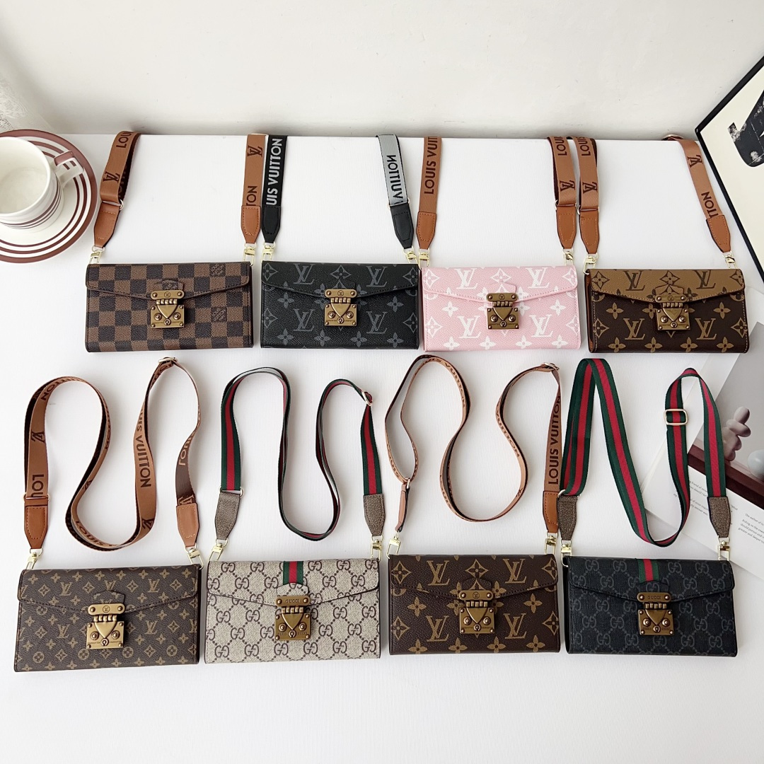 Louis Vuitton & Gucci Luxury Monogram Wallet Crossbody Phone Purse Case