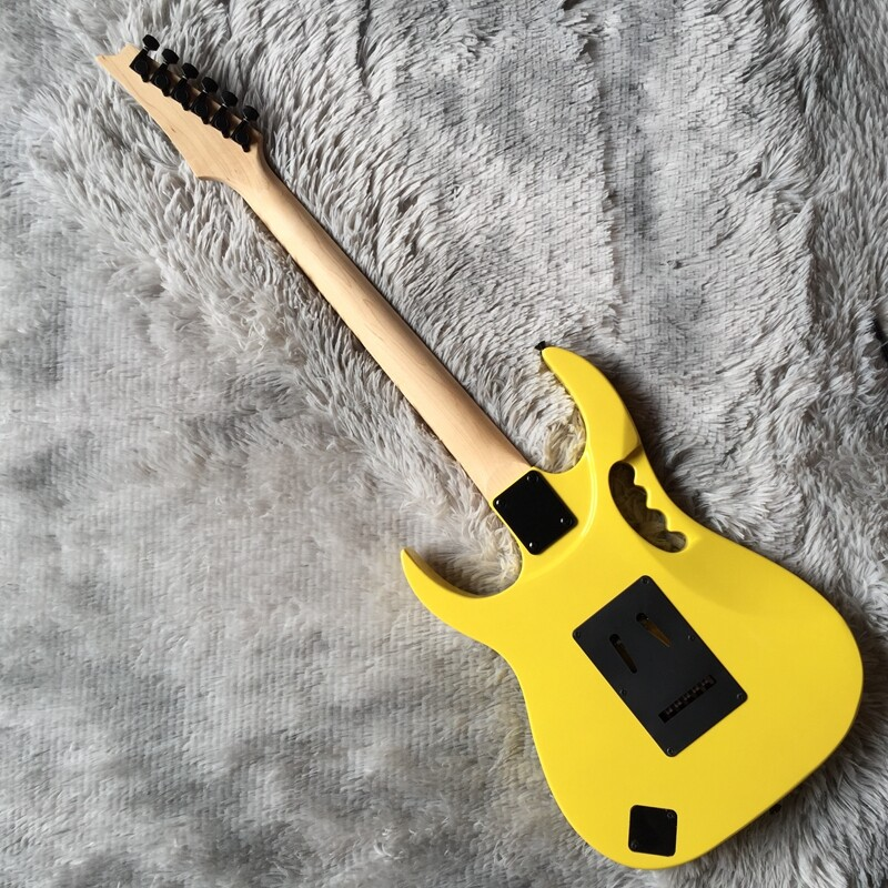 Hot Sale Yellow Electric Guitar Solid Body Maple Fretboard HSH Pickups FR Bridge