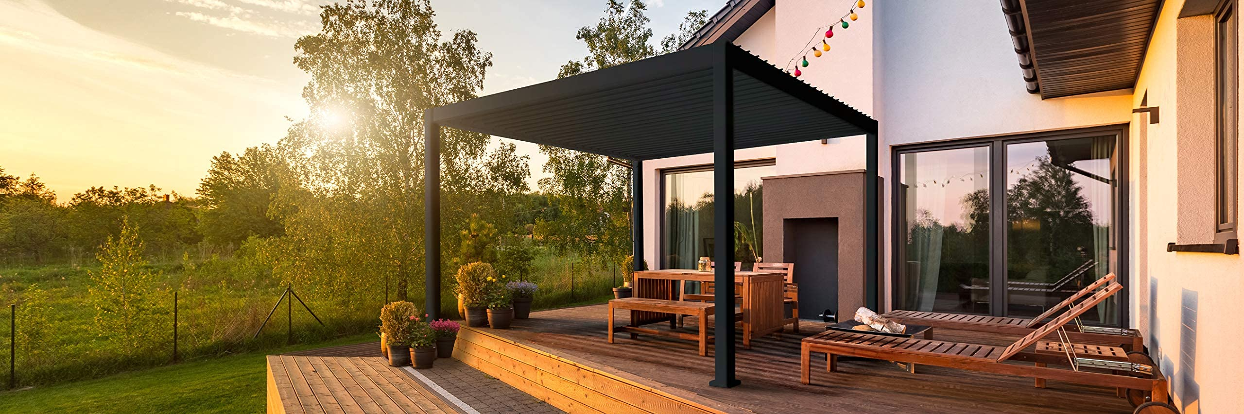 Outdoor Louvered Pergola 10' x 13' Dark Bronze Deck Garden