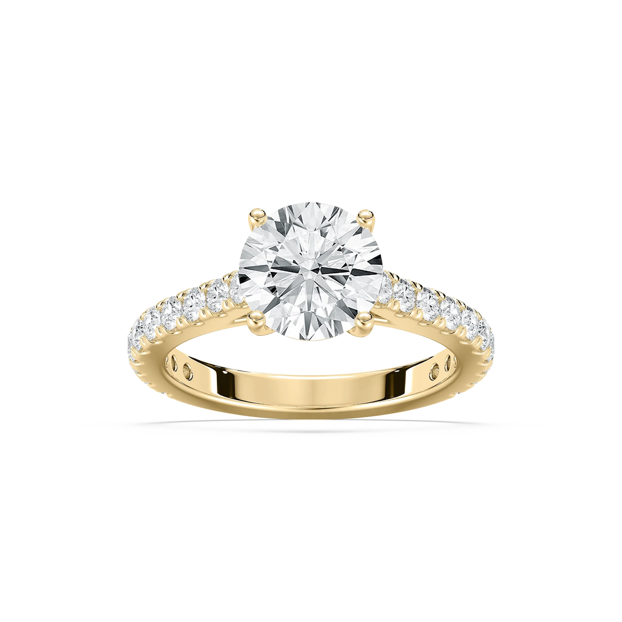 Meg Lab Grown Diamond Pave Cathedral Side Stone Engagement Ring