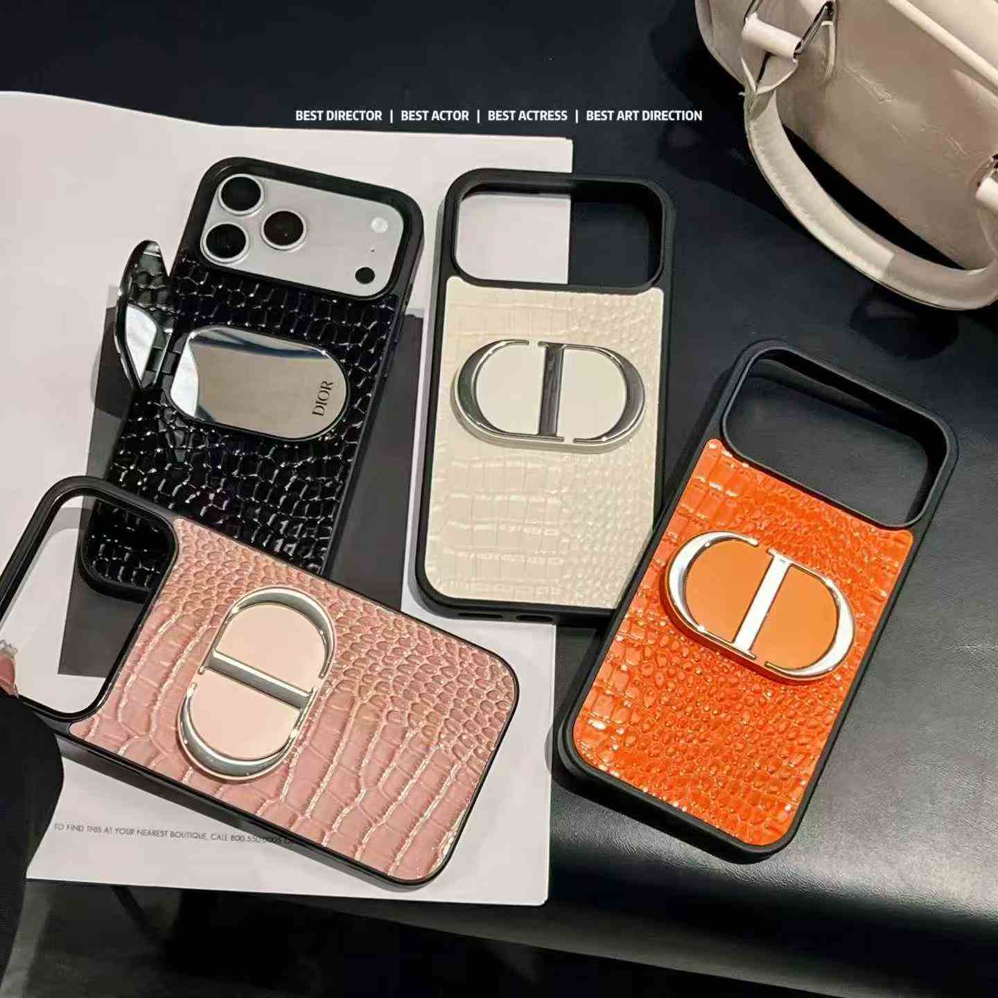 Crocodile Texture Faux Leather Flip Phone Case, Metal Oval Buckle Shockproof Protective Cover For Vertical Foldable Cellphone