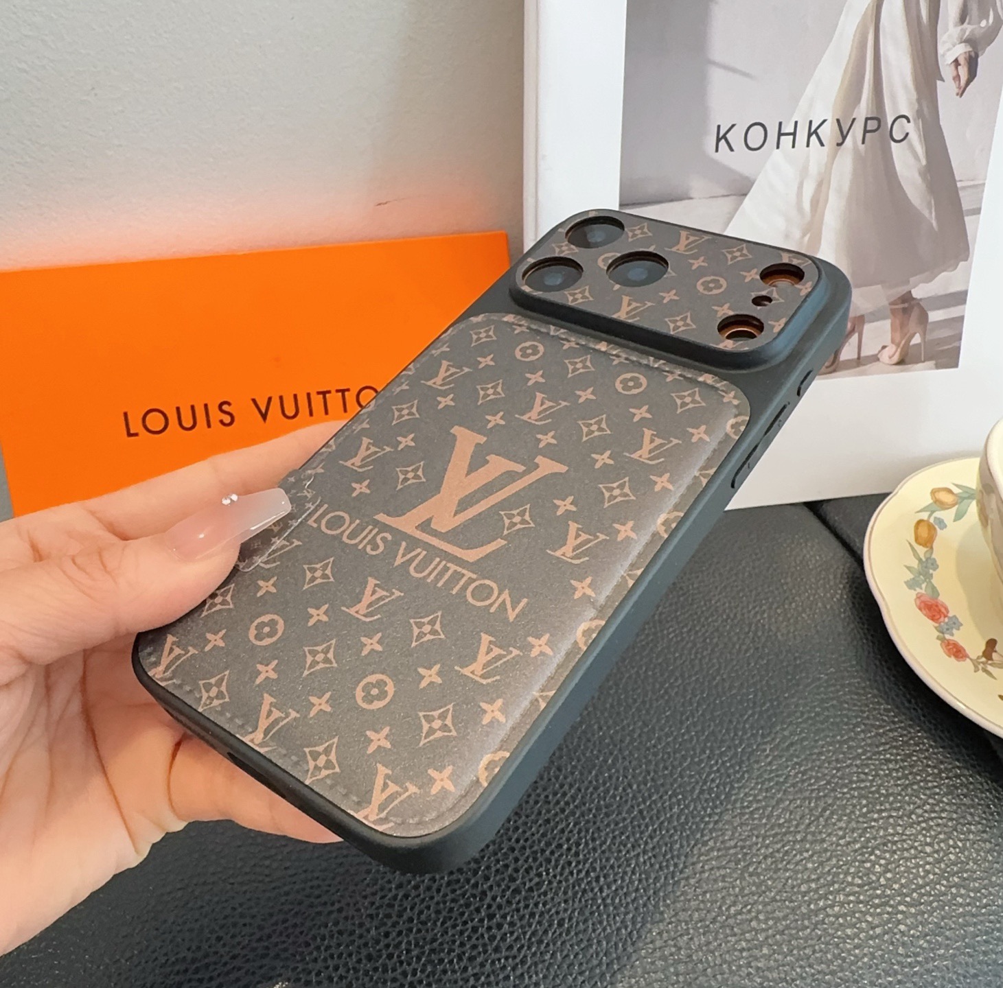 LV Starry Sky Series Case - iPhone 17 Style Convert, Embossed Glitter Full Coverage Precision Cutout