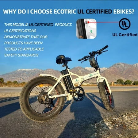 ECOTRIC 20in Folding Fat Tire Electric Bike, 500W