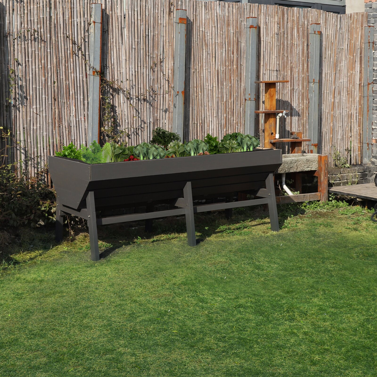 Longley Guarani Wood Elevated Planter
