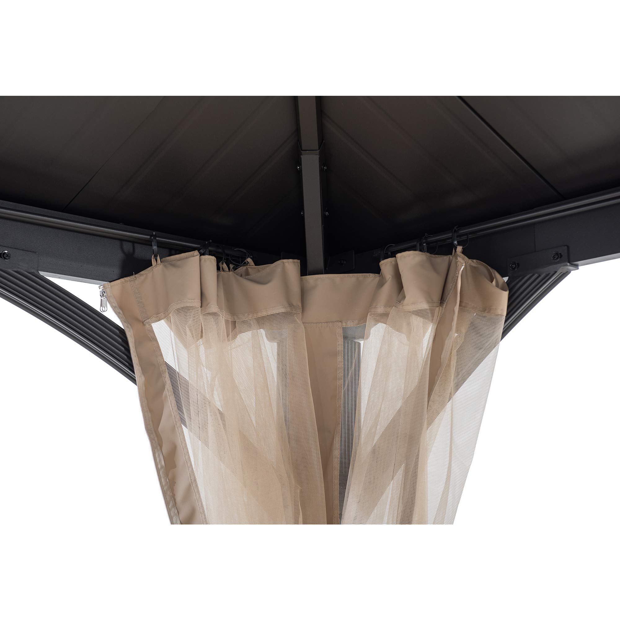 10.5x12.5 ft. Patio Black Steel Frame Hardtop Gazebo with
