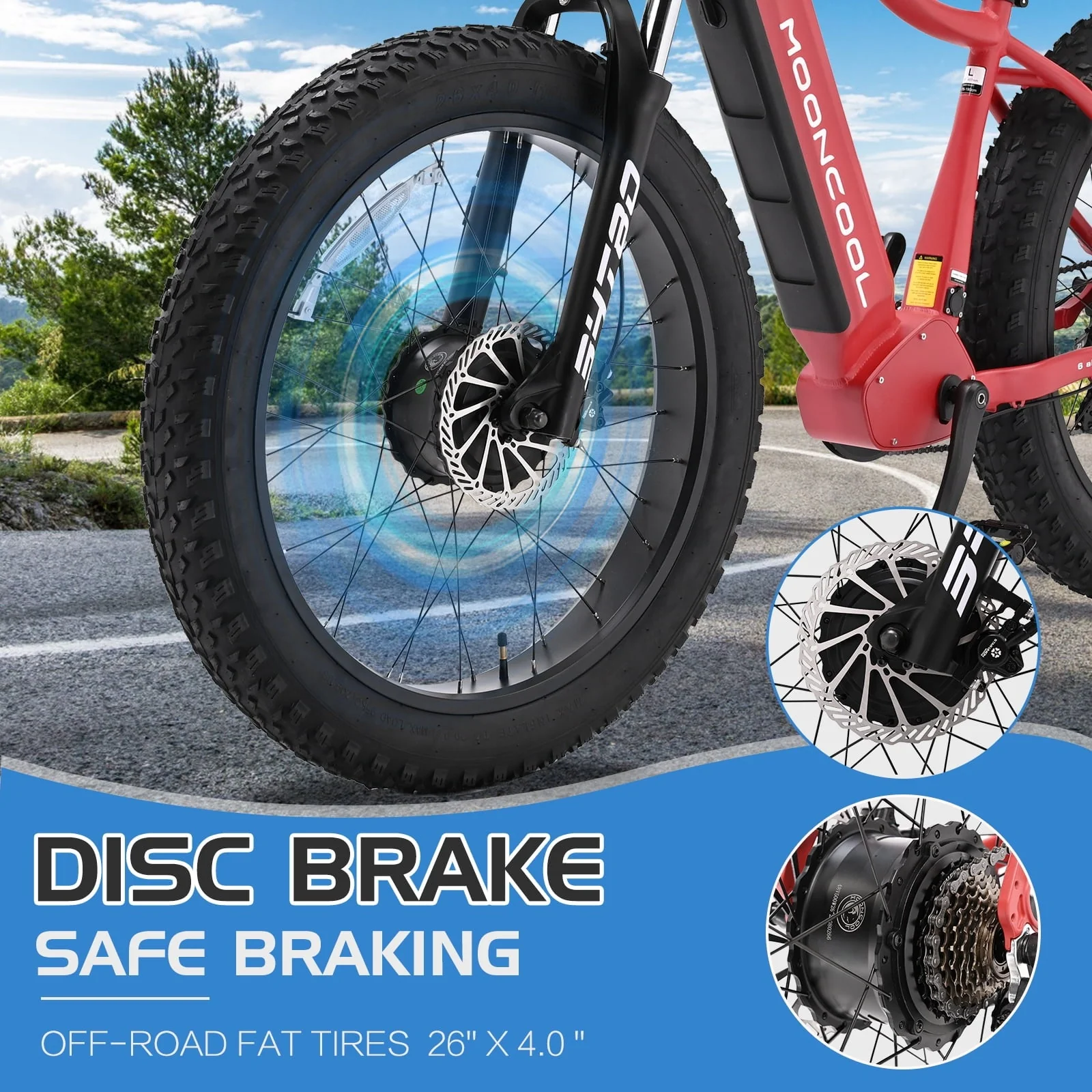 FICISOG 26in Fat Tire Electric Bike, Dual 500W Motors, 48V 15Ah
