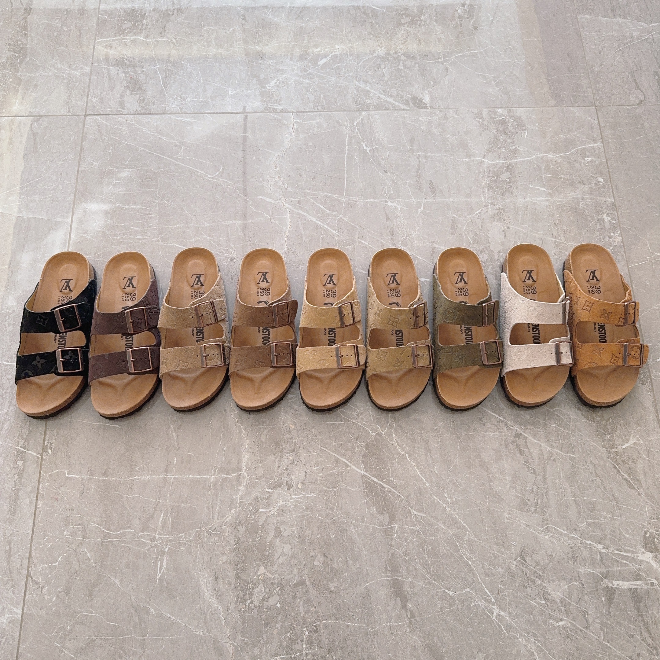 3 D Logo Birken-Style Two-Strap Sandals
