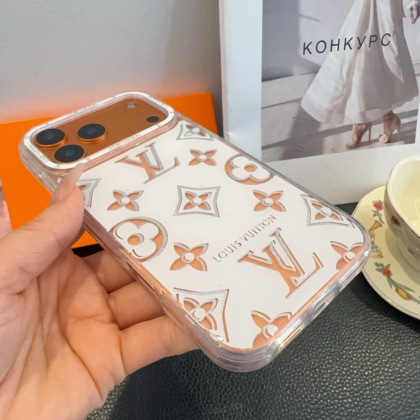 Louis Vuitton Transparent Glitter Monogram Electroplated Luxury Shockproof Phone Case